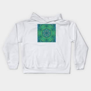 Weave Mandala Blue and Green Kids Hoodie